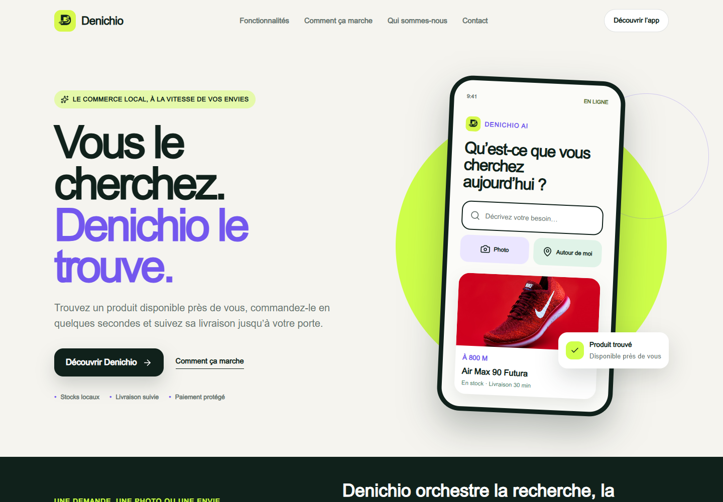 Capture de la plateforme Denichio